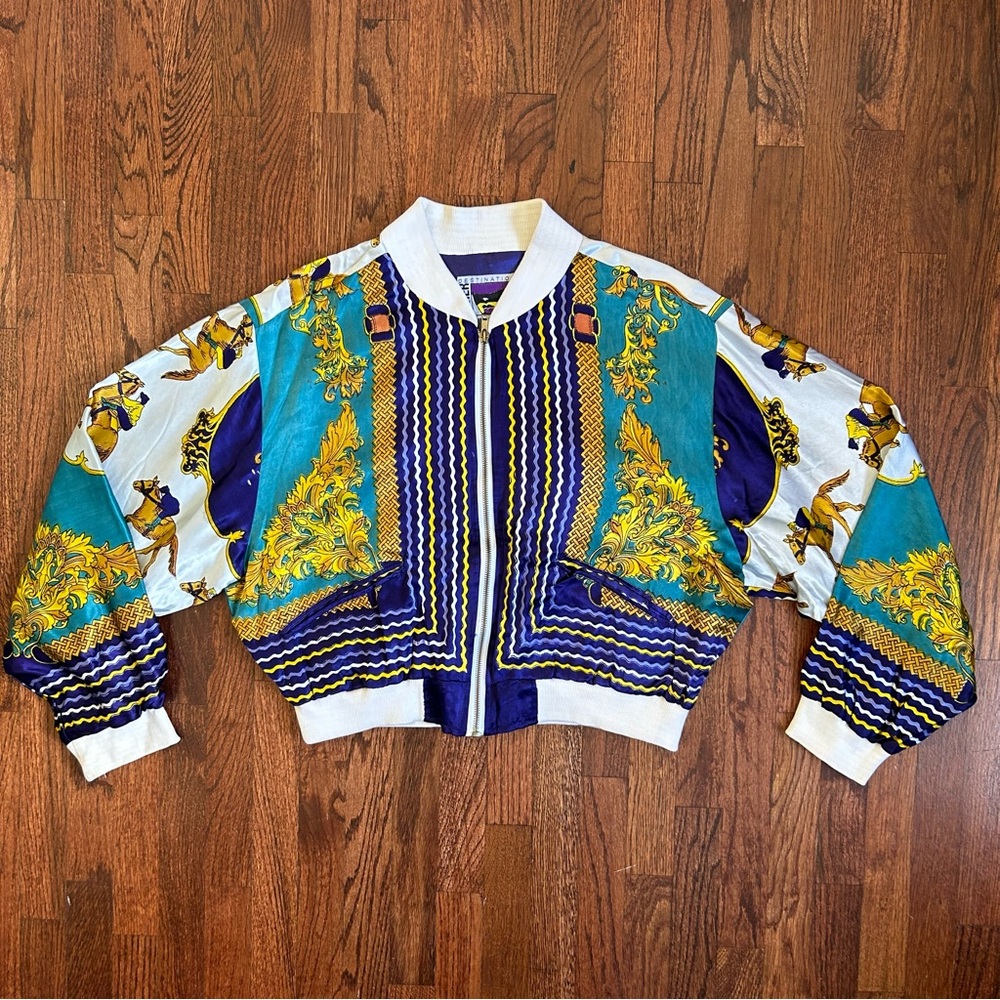 Vintage Equestrian Satin Bomber